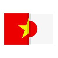 Half Vietnam flag and half Japan flag icon. vector