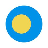Flat design round Palau flag icon. vector