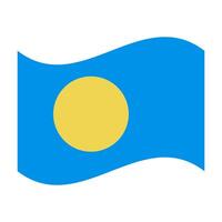 Waving Palau flag icon. vector