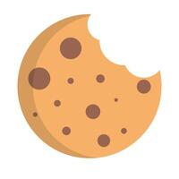 Flat design chocolate chip cookie icon. vector