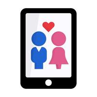 Male and female dating app smartphone icon. vector