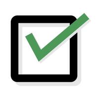 Green light shaded checkbox icon. vector