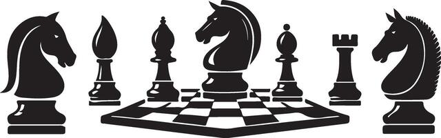ajedrez tablero piezas negro color silueta vector