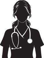 Woman nurse silhouette vector