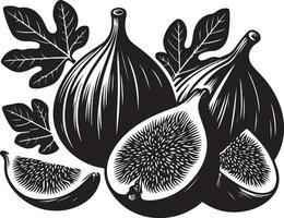 Fig fruit, black color silhouette vector