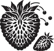 Dewberries, fruit silhouette, black color silhouette vector