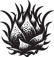 Dragon fruit silhouette, black color silhouette vector