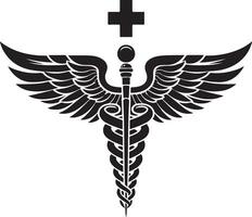 caduceo negro médico símbolo silueta negro color silueta vector