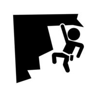 Rock climbing silhouette icon. vector