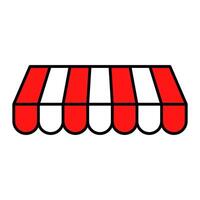 Striped store tent icon. vector