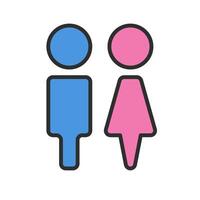 Cute men's and women's restroom icon set. vector