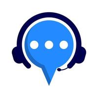 Blue chat support icon. vector