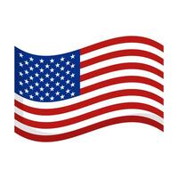 Fluttering American flag icon. vector