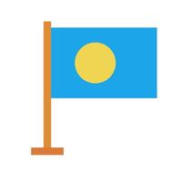 Palau flag icon with pole. vector