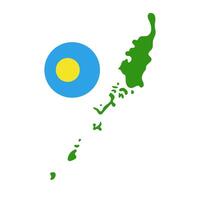 Round Palau flag and Palau map icon. vector