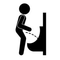 Peeing man and urinal silhouette icon. vector