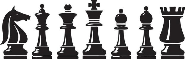 Chess board pieces black color silhouette vector