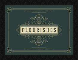 Vintage ornament greeting card calligraphic ornate swirls and vignettes frame design template vector
