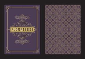 Vintage ornament greeting card calligraphic ornate swirls and vignettes frame design template vector