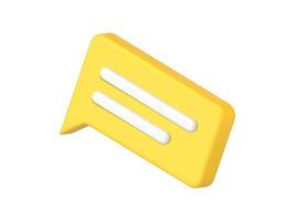 Isometric yellow chat box message speech bubble 3d icon quick tips incoming email vector