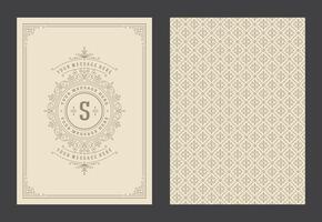 Vintage ornament greeting card calligraphic ornate swirls and vignettes frame design template vector