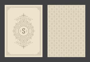 Vintage ornament greeting card calligraphic ornate swirls and vignettes frame design template vector