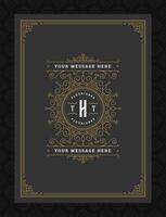 Vintage ornament greeting card calligraphic ornate swirls and vignettes frame design template vector