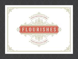 Vintage ornament greeting card calligraphic ornate swirls and vignettes frame design template vector