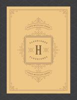 Vintage ornament greeting card calligraphic ornate swirls and vignettes frame design template vector