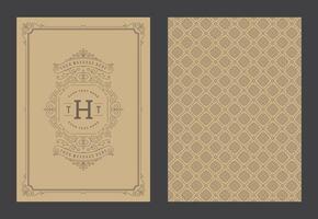 Vintage ornament greeting card calligraphic ornate swirls and vignettes frame design template vector