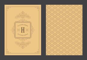 Vintage ornament greeting card calligraphic ornate swirls and vignettes frame design template vector