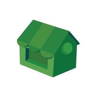 Green house icon in isometric 3d style . Illustration of a graphic shopping icon. Ecommerce shop icon. Design element icon shop or house that can be used for various illustration vector