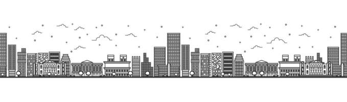 Seamless pattern with outline Oslo Norway City Skyline. Modern Buildings Isolated on White. Oslo Cityscape with Landmarks. vector