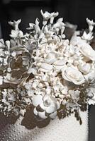 crafted sugar flowers for wedding cake decoration photo