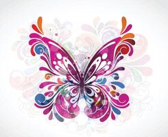 Colorful painted butterfly with wings spread out flying, illustration vector