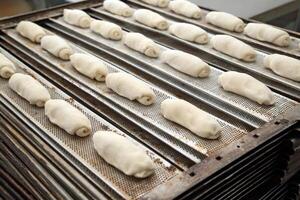 French bread making process photo