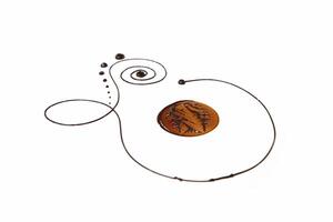decorative designs made with chocolate on a white background photo
