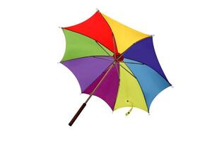 vistoso paraguas abierto en blanco antecedentes foto