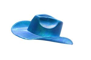 vibrant blue cowboy hat on black background photo