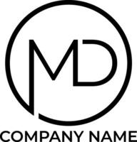 MD alphabet and circle logo design vector