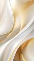 Abstract white wavy background with streaks of gold color. Textured backdrop. Elegant white modern architecture art. photo