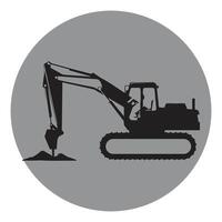 Excavator heavy equipment vehicle icon vector