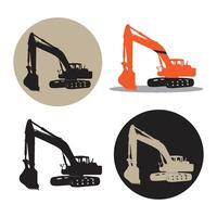 Excavator heavy equipment vehicle icon vector