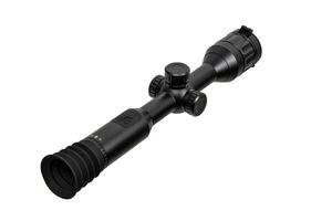 Modern sniper scope on a white background. Optical device for aiming and shooting at long distances. Sight with built-in thermal imager. Isolate on a white back photo