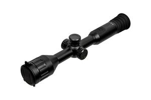 Modern sniper scope on a white background. Optical device for aiming and shooting at long distances. Sight with built-in thermal imager. Isolate on a white back photo