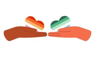 Hands with LGBT pride symbols vector