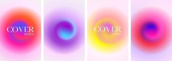 Abstract Radiant Neon Fluid round gradient background set vector