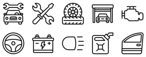 Comprehensive Car Service Icon Set in Line Style vector