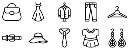 Fashion Icon Set Elegant Line Style Collection vector