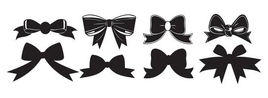 Set of silhouettes of bow decorations vector